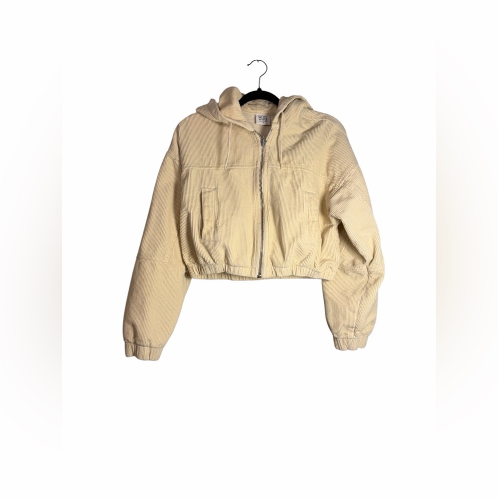 BDG ⭐️ Urban Outfitters Cream Corduroy Cropped Zip Hoodie Jacket Size Small ✨ - Picture 4 of 10